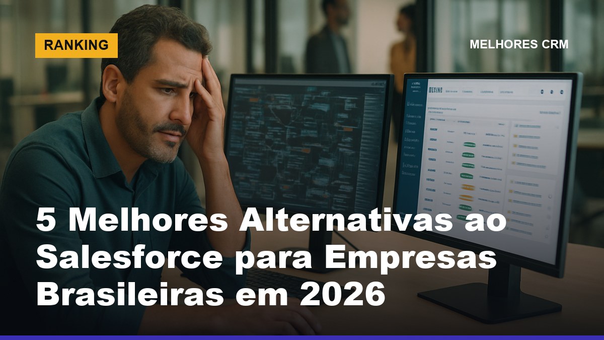 Empresário brasileiro comparando o Salesforce com alternativas de CRM mais simples em escritório