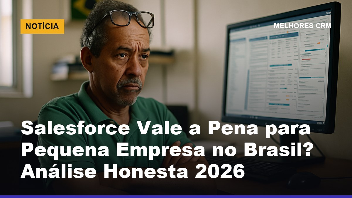 Empresário brasileiro de pequeno porte avaliando se o Salesforce vale a pena para sua empresa